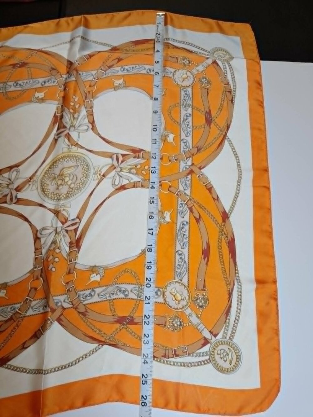 Orange Equestrian Chain Belt Print Scarf - Picture 6 of 6